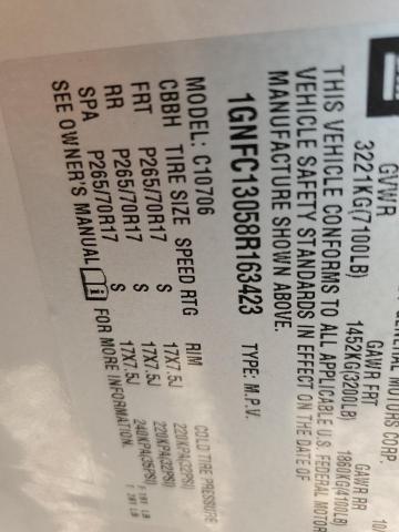 2008 Chevrolet Tahoe C1500 VIN: 1GNFC13058R163423 Lot: 58069584