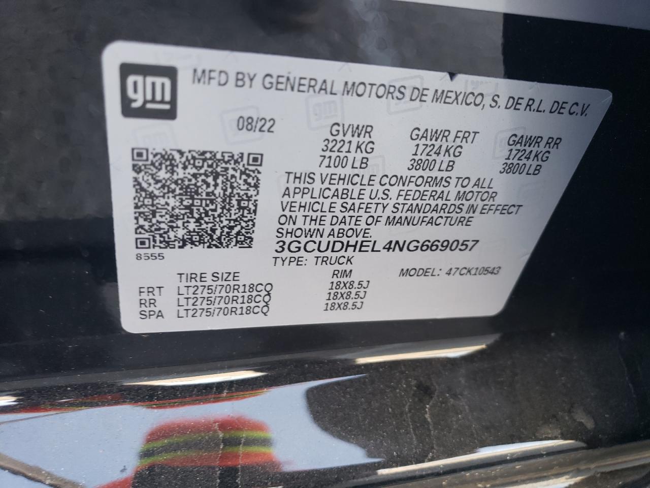 3GCUDHEL4NG669057 2022 Chevrolet Silverado K1500 Zr2