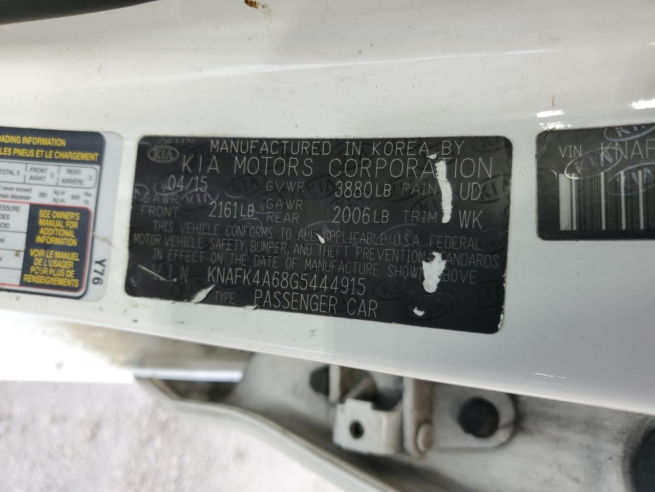 KNAFK4A68G5444915 2016 Kia Forte Lx