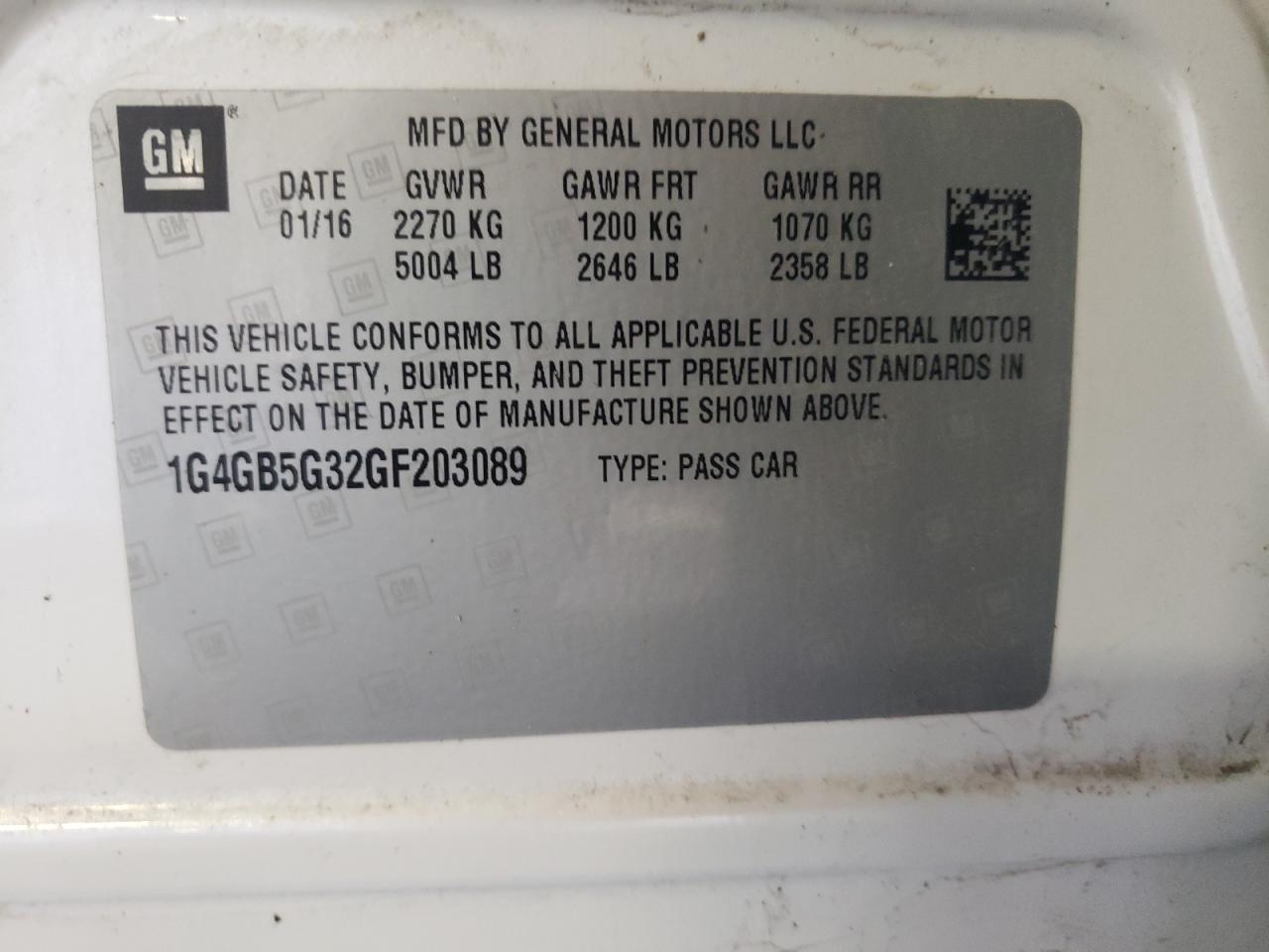 1G4GB5G32GF203089 2016 Buick Lacrosse