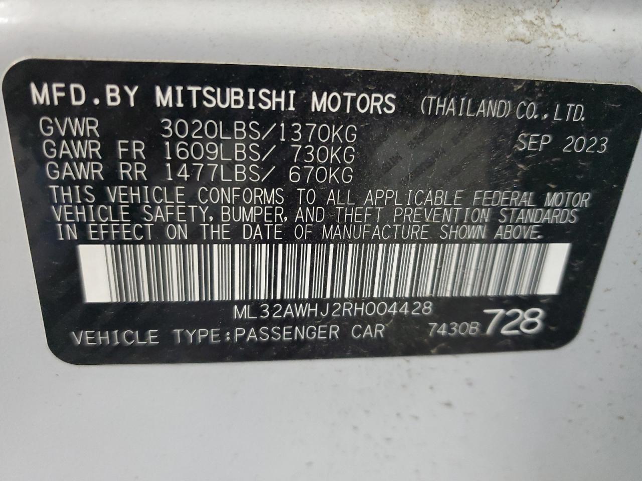 ML32AWHJ2RH004428 2024 Mitsubishi Mirage Se