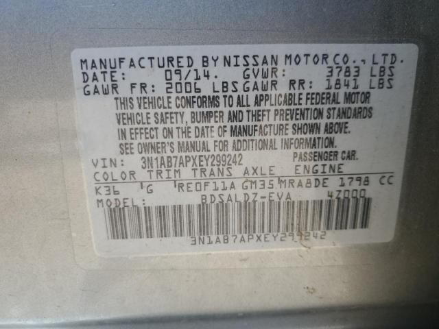 2014 Nissan Sentra S VIN: 3N1AB7APXEY299242 Lot: 60295904