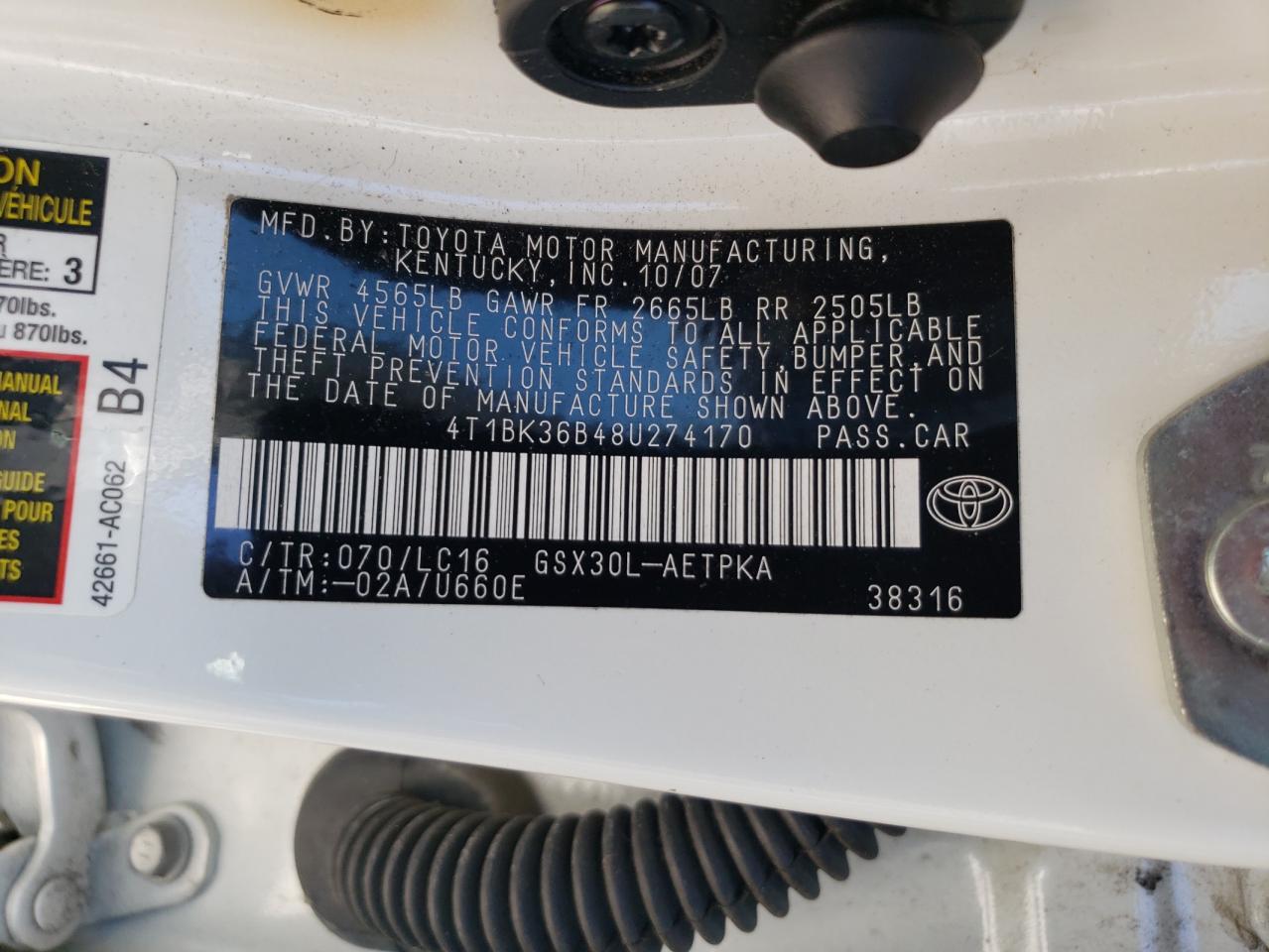 4T1BK36B48U274170 2008 Toyota Avalon Xl