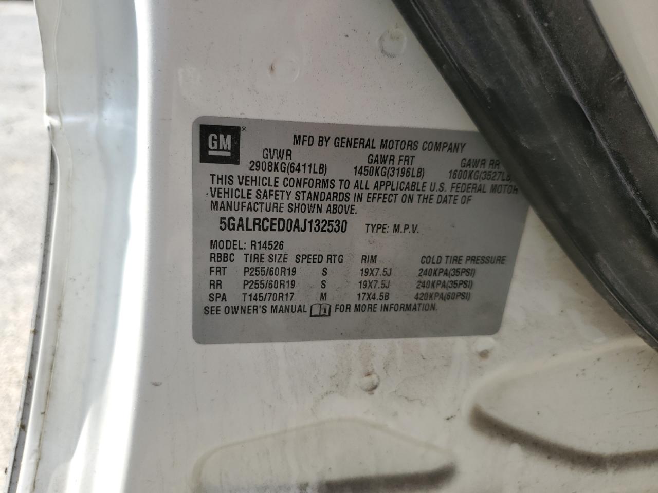 5GALRCED0AJ132530 2010 Buick Enclave Cxl