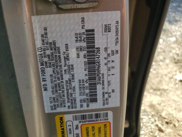 2016 Ford Fusion Se VIN: 3FA6P0H96GR147268 Lot: 58046774