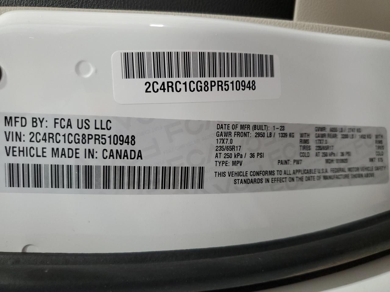 2C4RC1CG8PR510948 2023 Chrysler Voyager Lx