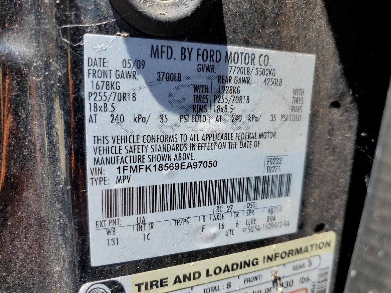 1FMFK18569EA97050 2009 Ford Expedition El Eddie Bauer