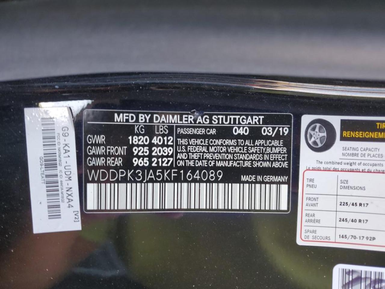 WDDPK3JA5KF164089 2019 Mercedes-Benz Slc 300