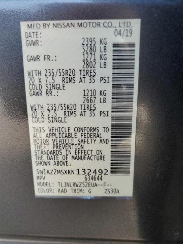 2019 Nissan Murano S VIN: 5N1AZ2MSXKN132492 Lot: 58660534