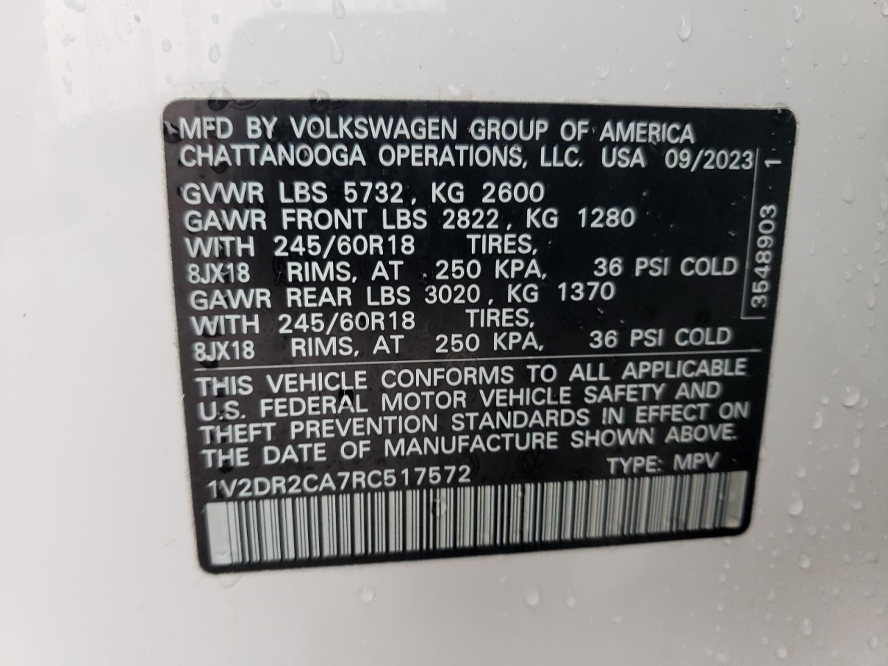 1V2DR2CA7RC517572 2024 Volkswagen Atlas Se