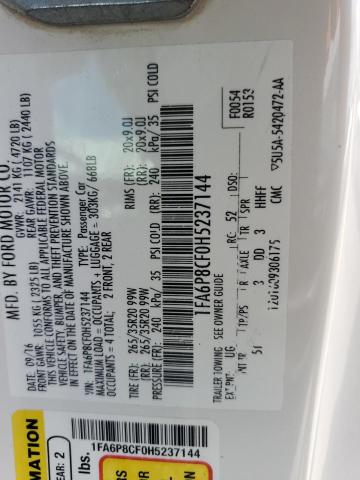 2017 Ford Mustang Gt VIN: 1FA6P8CF0H5237144 Lot: 59785264