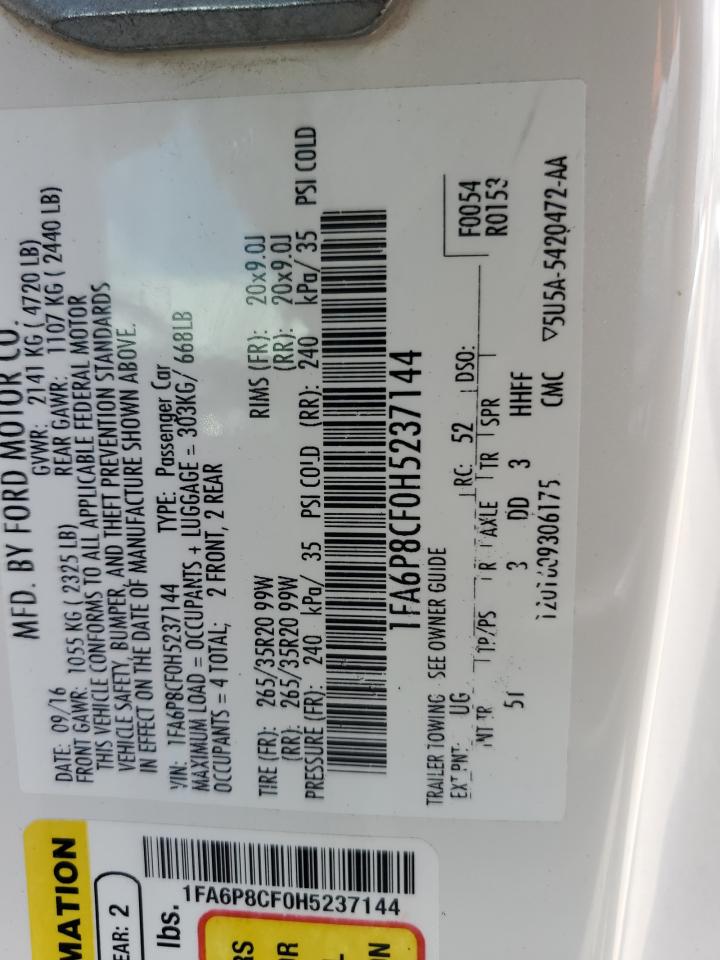 1FA6P8CF0H5237144 2017 Ford Mustang Gt