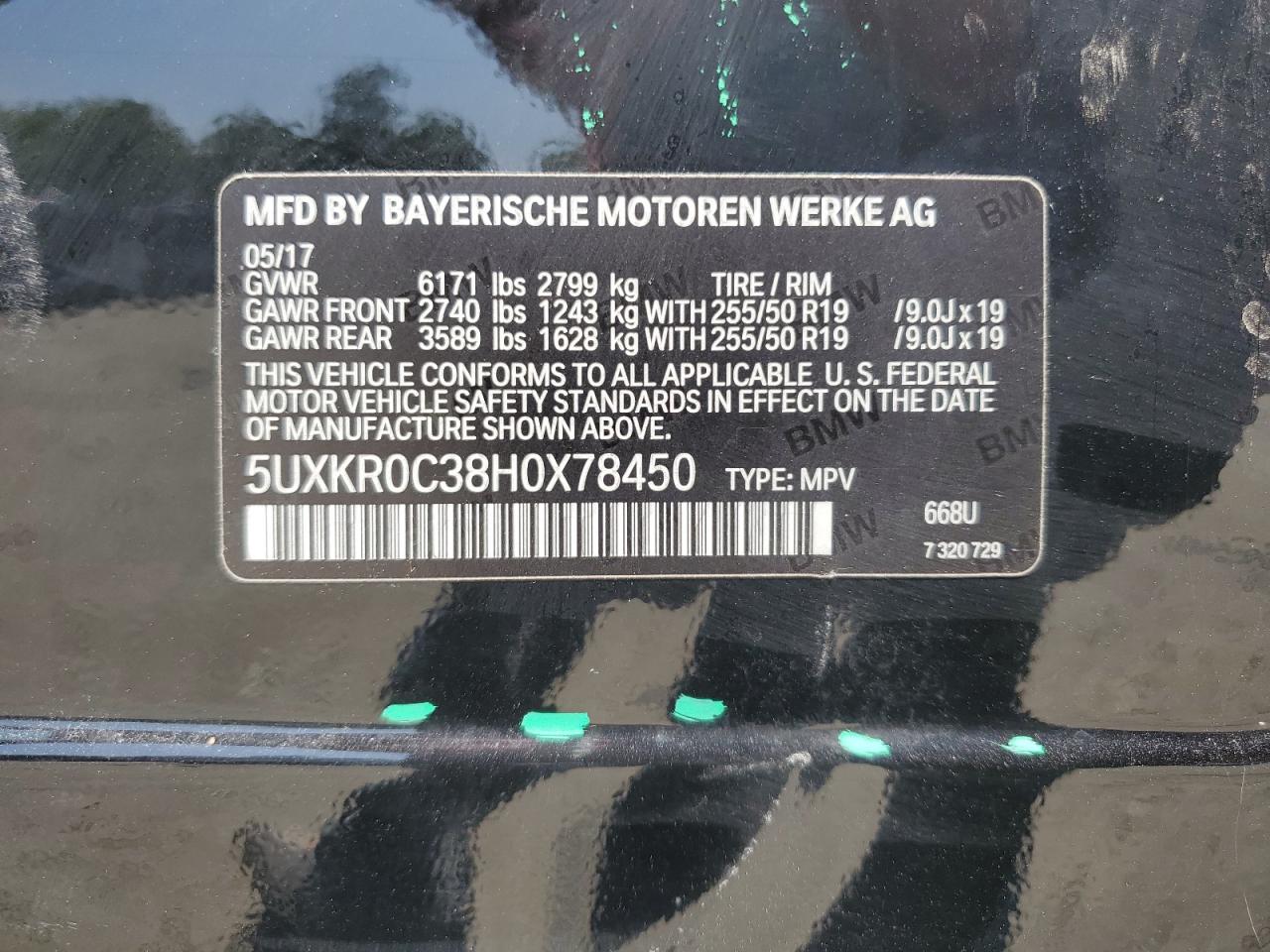 5UXKR0C38H0X78450 2017 BMW X5 xDrive35I