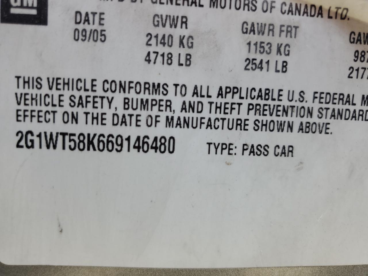 2G1WT58K669146480 2006 Chevrolet Impala Lt