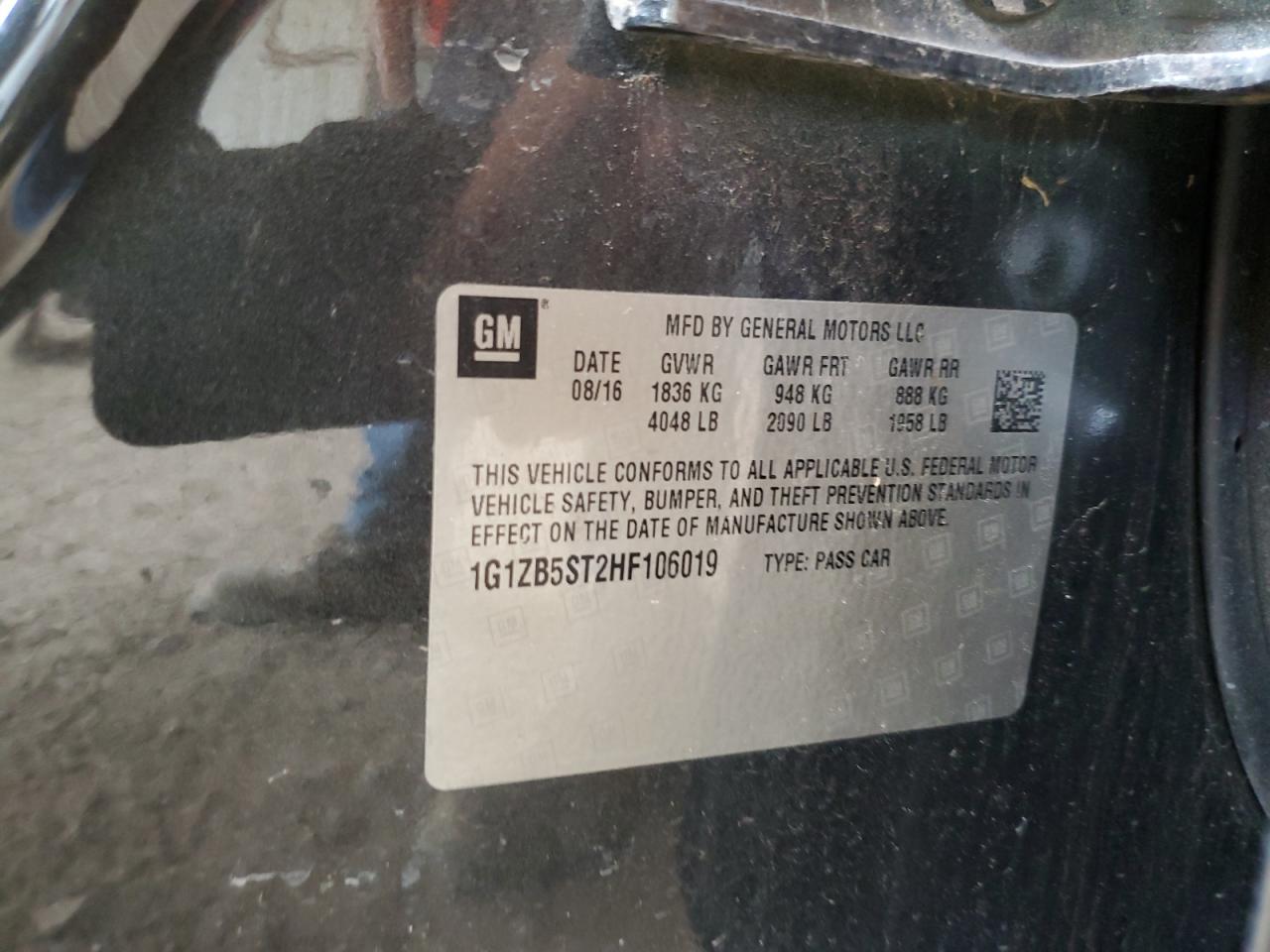 1G1ZB5ST2HF106019 2017 Chevrolet Malibu Ls