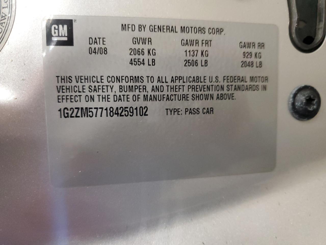 1G2ZM577184259102 2008 Pontiac G6 Gxp