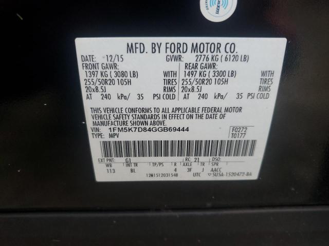 2016 FORD EXPLORER X 1FM5K7D84GGB69444