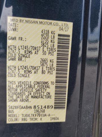 2017 NISSAN NV 3500 S 5BZBF0AA8HN851489