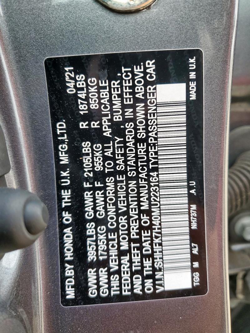 2021 HONDA CIVIC SPOR - SHHFK7H40MU223164