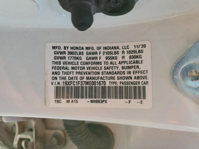 2021 HONDA CIVIC EX - 19XFC1F37ME001670