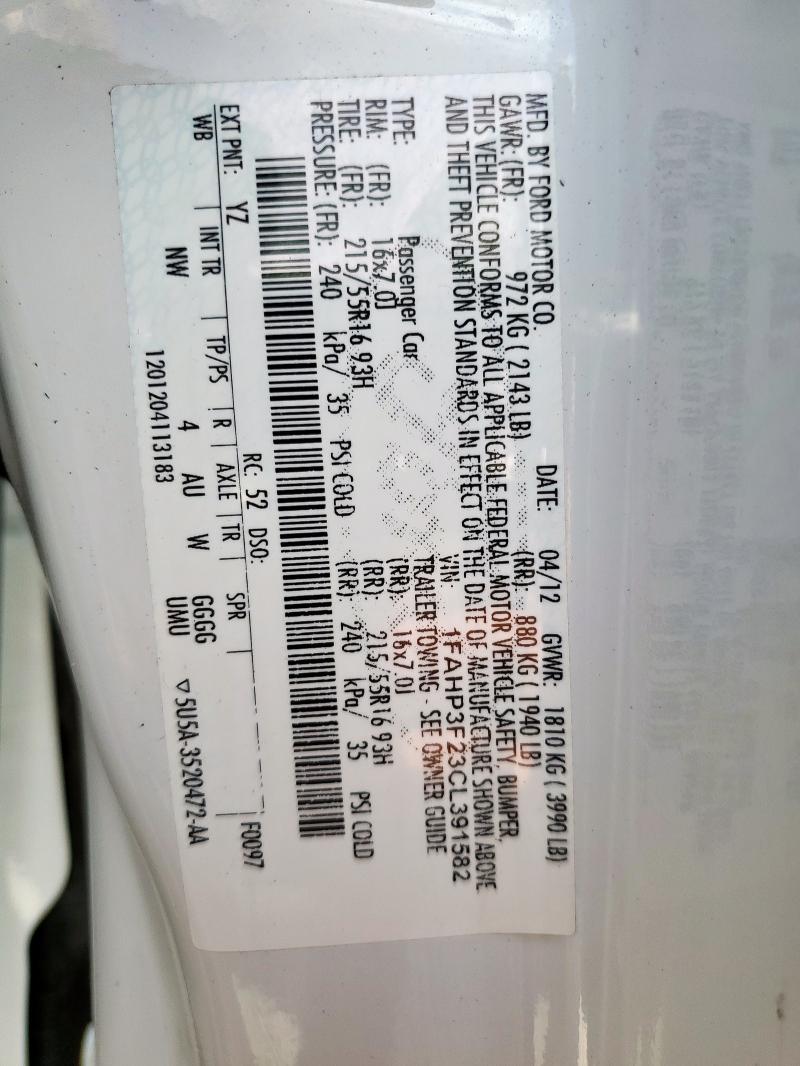 2012 FORD FOCUS SE - 1FAHP3F23CL391582