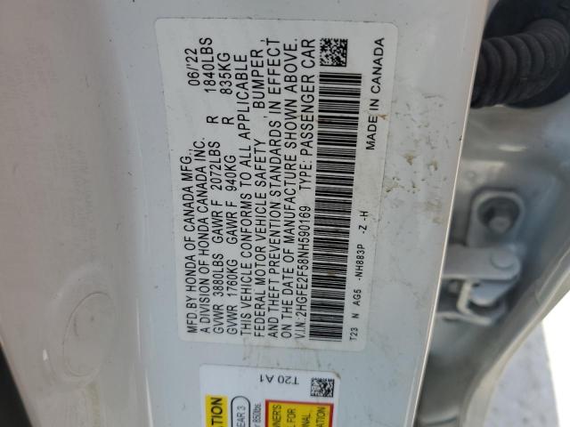 2022 HONDA CIVIC SPOR 2HGFE2F58NH590169
