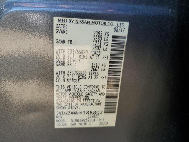 2017 NISSAN MURANO S 5N1AZ2MH8HN188802