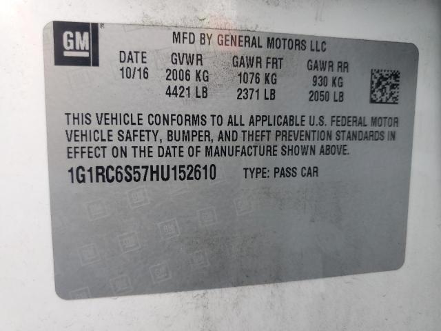 2017 CHEVROLET VOLT LT 1G1RC6S57HU152610