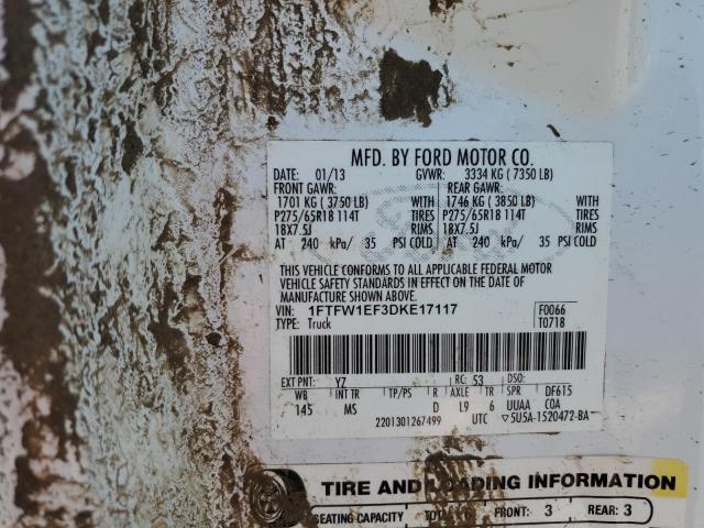 2013 FORD F150 SUPER - 1FTFW1EF3DKE17117