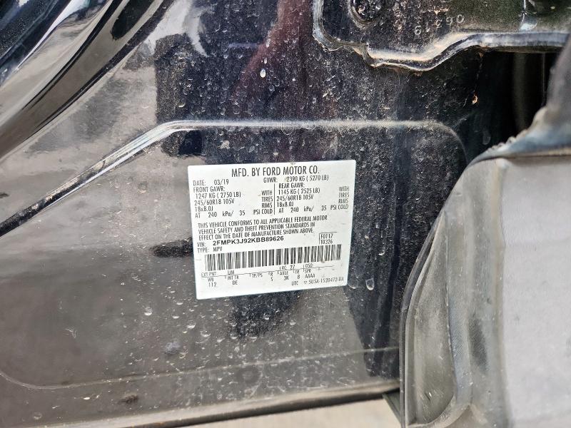 2019 FORD EDGE SEL - 2FMPK3J92KBB89626