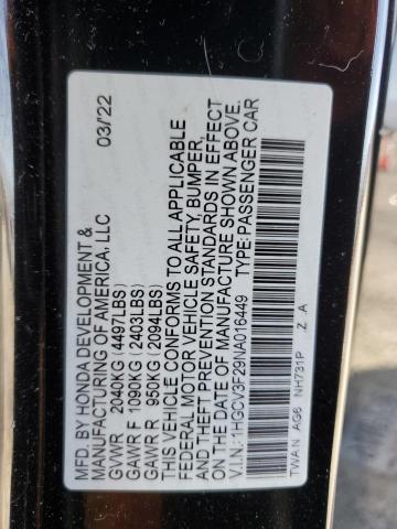 2022 HONDA ACCORD HYB 1HGCV3F29NA016449