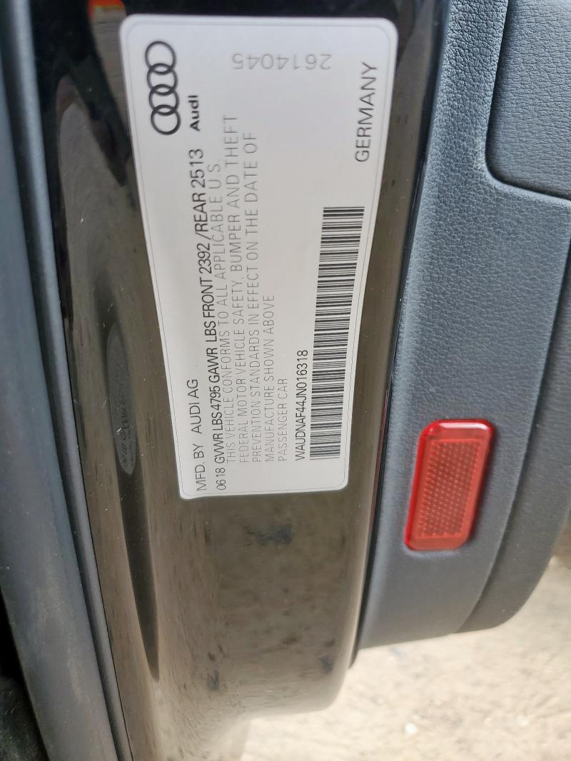 2018 AUDI A4 PREMIUM WAUDNAF44JN016318