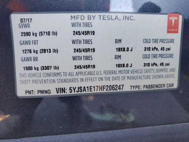 2017 TESLA MODEL S 5YJSA1E17HF206247