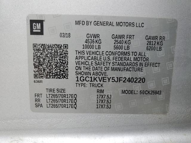 2018 CHEVROLET SILVERADO - 1GC1KVEY5JF240220