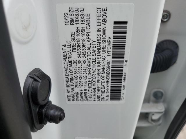 2022 HONDA PILOT TRAI 5FNYF6H83NB096407
