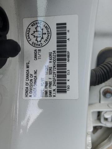 2019 HONDA CIVIC EX - 2HGFC2F72KH005234
