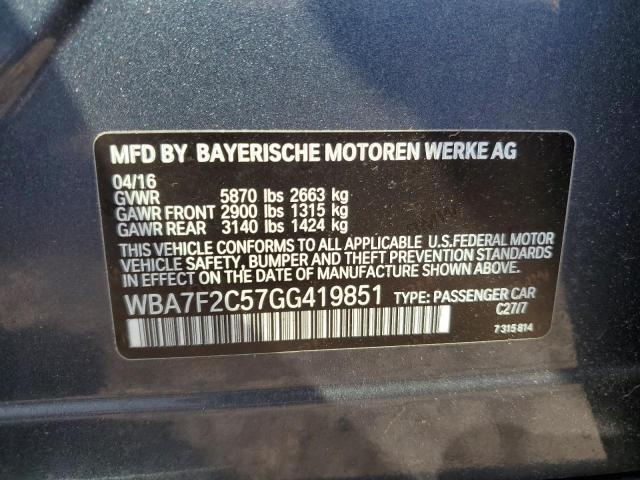2016 BMW 750 XI WBA7F2C57GG419851