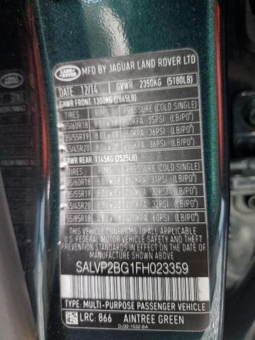 2015 LAND ROVER RANGE ROVE SALVP2BG1FH023359