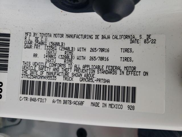 2022 TOYOTA TACOMA DOU - 3TMCZ5AN3NM495535