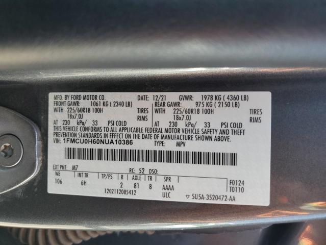 2022 FORD ESCAPE SEL 1FMCU0H60NUA10386