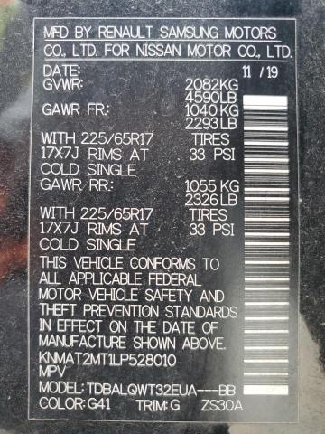 2020 NISSAN ROGUE KNMAT2MT1LP528010
