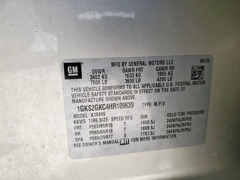 2017 GMC YUKON XL K 1GKS2GKC4HR109639