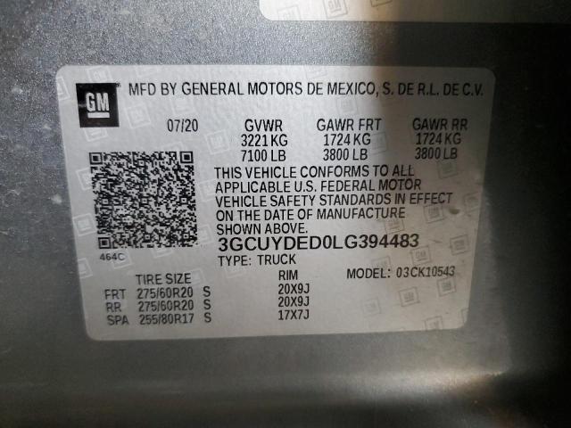 2020 CHEVROLET SILVERADO - 3GCUYDED0LG394483