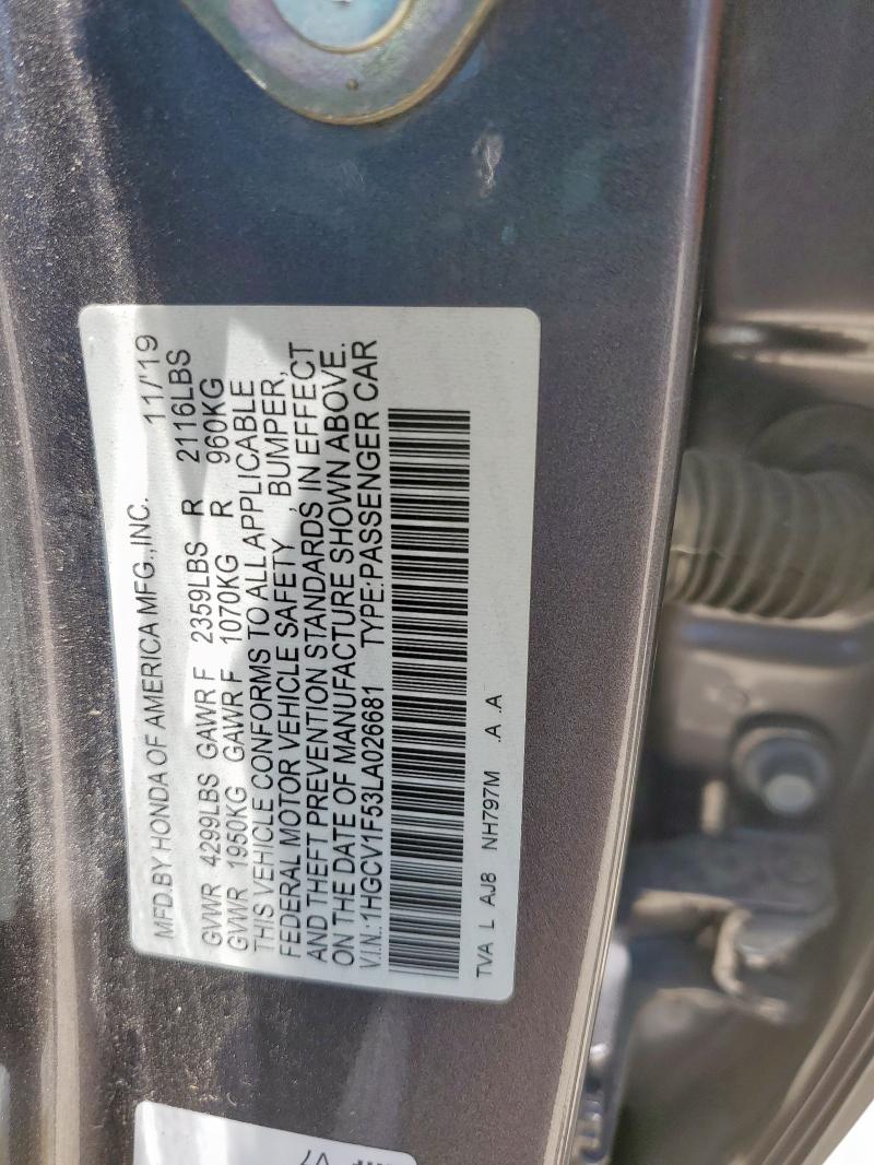 2020 HONDA ACCORD EXL 1HGCV1F53LA026681