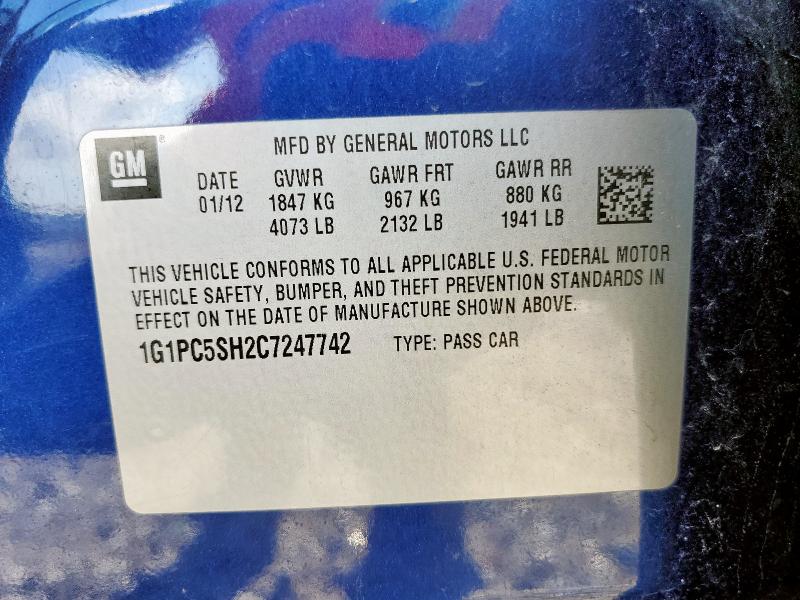 2012 CHEVROLET CRUZE LS - 1G1PC5SH2C7247742