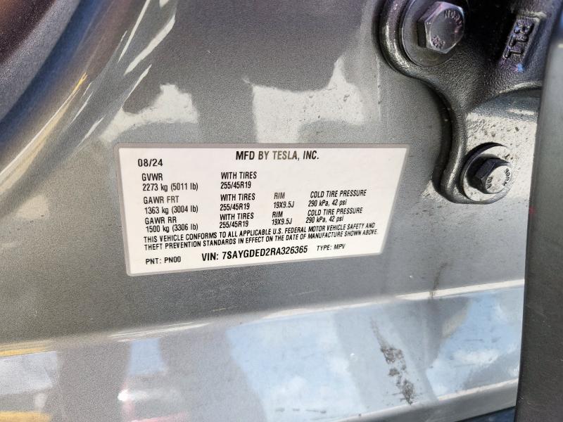 2024 TESLA MODEL Y 7SAYGDED2RA326365
