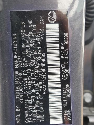 2022 LEXUS ES 250 BAS 58AD11D13NU009089