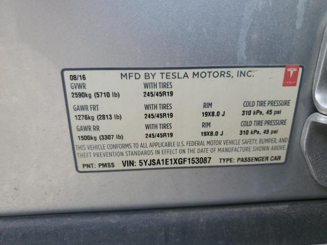 2016 TESLA MODEL S 5YJSA1E1XGF153087