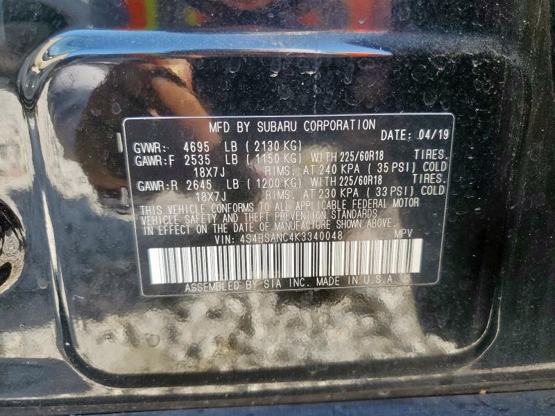 2019 SUBARU OUTBACK 2. 4S4BSANC4K3340048