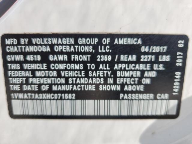 2017 VOLKSWAGEN PASSAT S 1VWAT7A3XHC071582